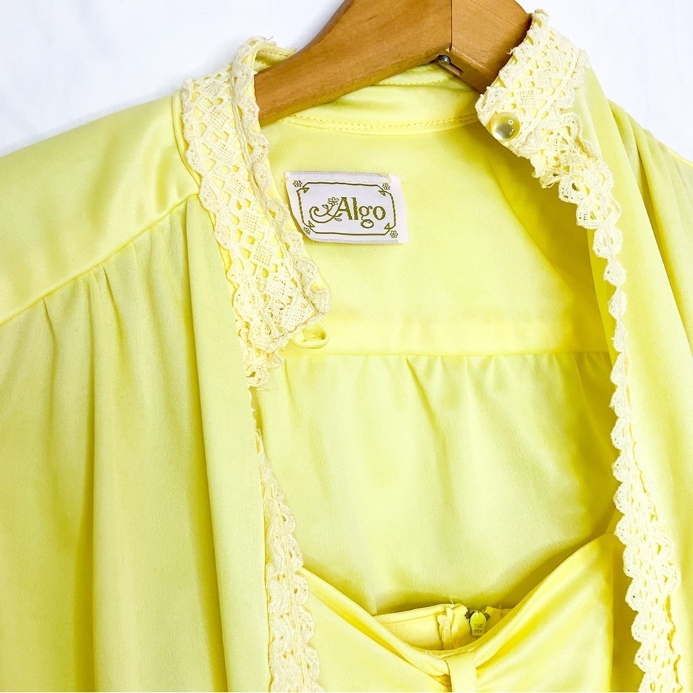 Retro Vintage Elegant Butter Yellow Lace Trim Dress Set - Picture 13 of 16